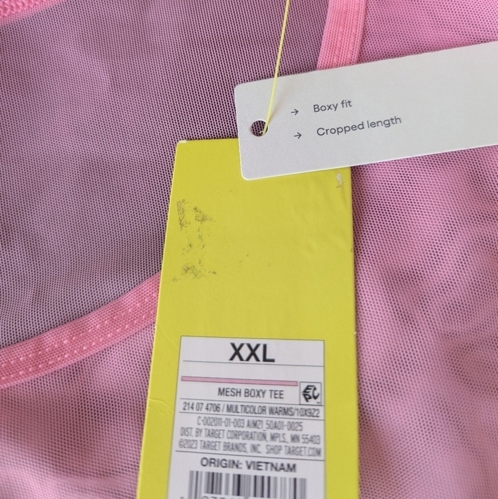 NWT All In Motion Pink/Orange Mesh Boxy Tee XXL - Picture 3 of 4